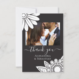 Obrigado Cinza White Flower Typografia Cartões
