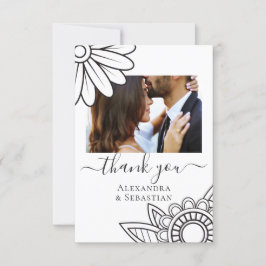 Obrigado Cinza White Flower Typografia Cartões