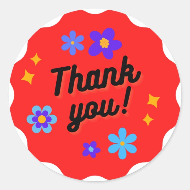 Obrigado, clássico adesivo redondo. (Frente)