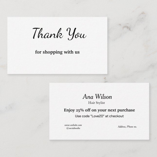 Obrigado clássico branco azul que você cartão de v (Frente/Verso)