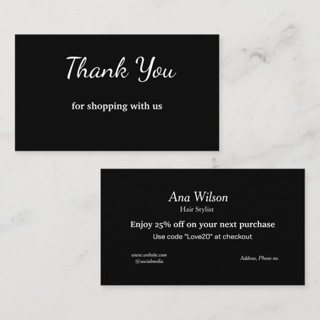 Obrigado clássico branco azul que você cartão de v (Frente/Verso)