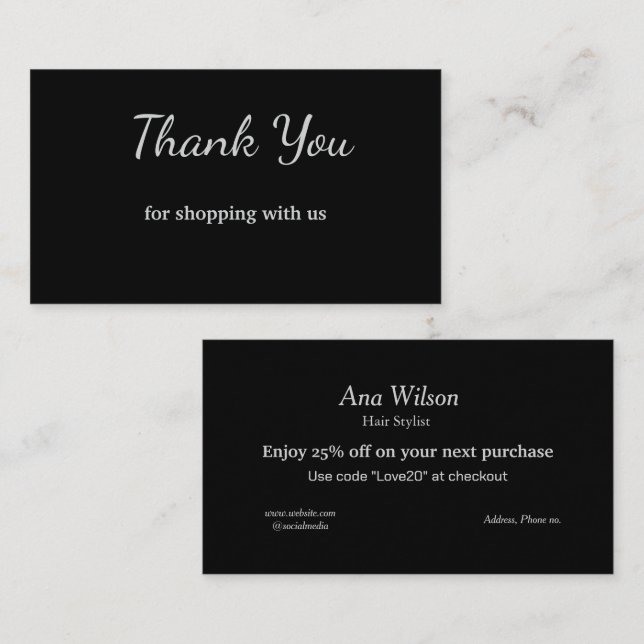 Obrigado clássico branco azul que você cartão de v (Frente/Verso)