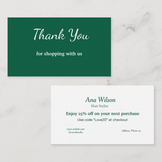 Obrigado clássico branco azul que você cartão de v (Frente/Verso)