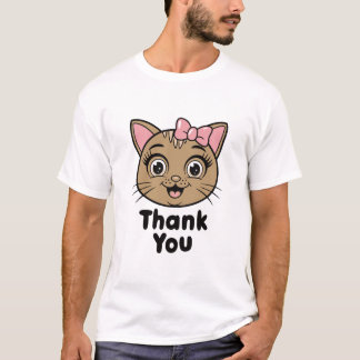 Obrigado com Cabeça de Gato - Camisa Adorável