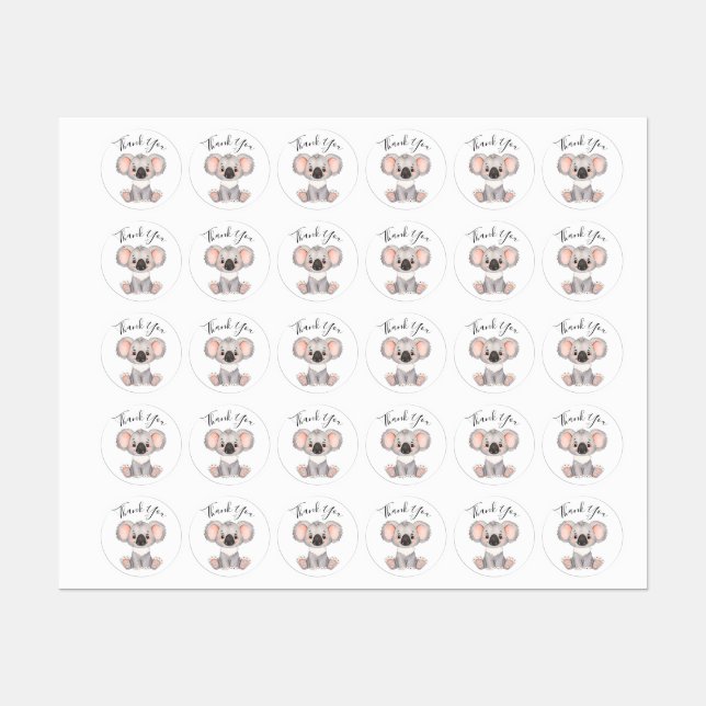 obrigado da etiqueta de aniversário koala (Folha)