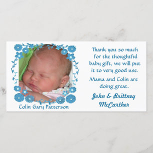 Obrigado da foto do bebê você cartões