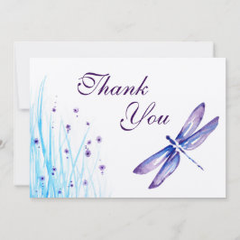 Obrigado da libélula você cartões - aguarela roxa