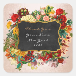 Obrigado Dar Etiqueta de Prata Pêssego Barroco Flo