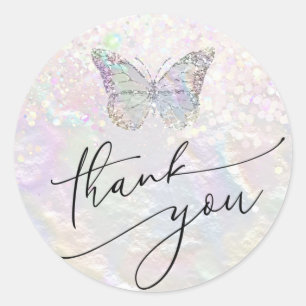 obrigado de borboleta pastel seu adesivo redondo c