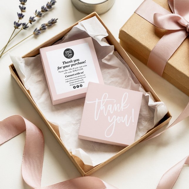 Obrigado de caligrafia de script moderno que você  (Modern script calligraphy thank you blush pink)