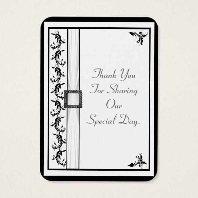 Obrigado de casamento de renda branca e preta você (Verso)