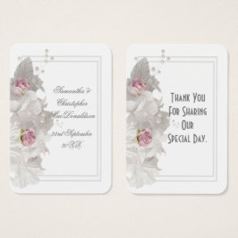 Obrigado de casamento floral branco você etiqueta