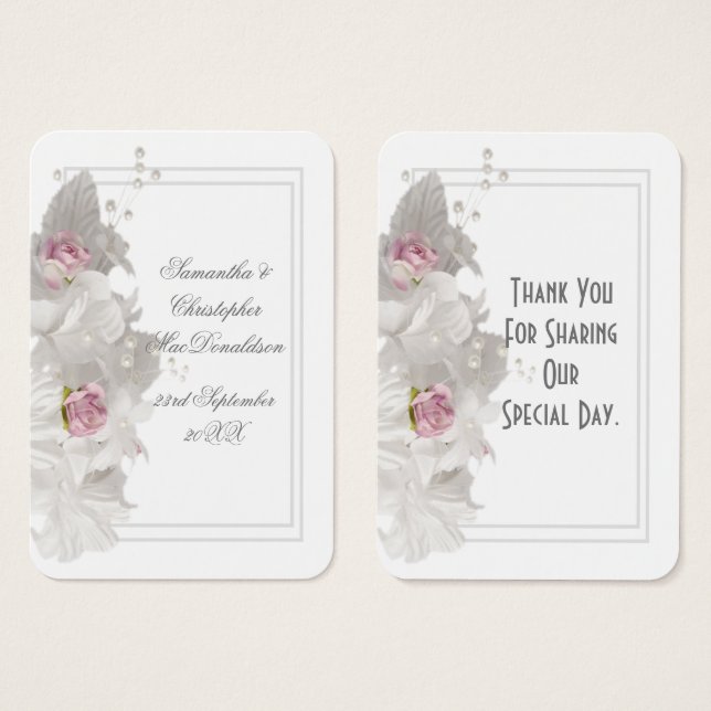 Obrigado de casamento floral branco você etiqueta (Frente & Verso)