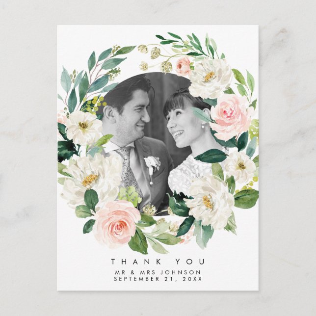 obrigado de casamento, foto do cartão postal, flor (Frente)