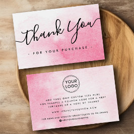 Obrigado de cor de água rosa com logotipo personal