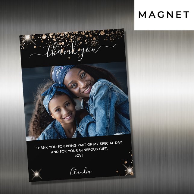 Obrigado de foto dourado preto, seu ímã (Criador carregado)