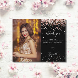 Obrigado de fotos rosa de ouro preto de aniversári