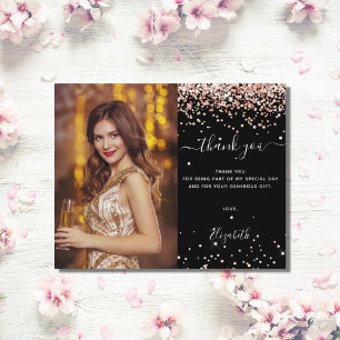 Obrigado de fotos rosa de ouro preto de aniversári