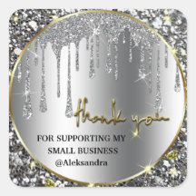 Obrigado de gotejamento, seu adesivo prateado de o