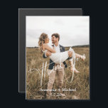obrigado de letra moderna, foto do íman de casamen<br><div class="desc">obrigado elegante e moderno de caligrafia,  seu magneta de casamento fotográfico</div>