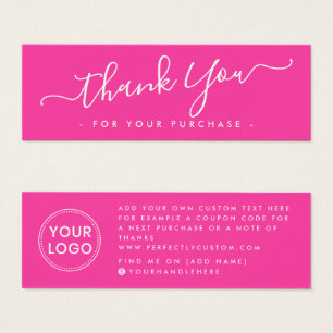 Obrigado de logotipo comercial de script rosa a qu