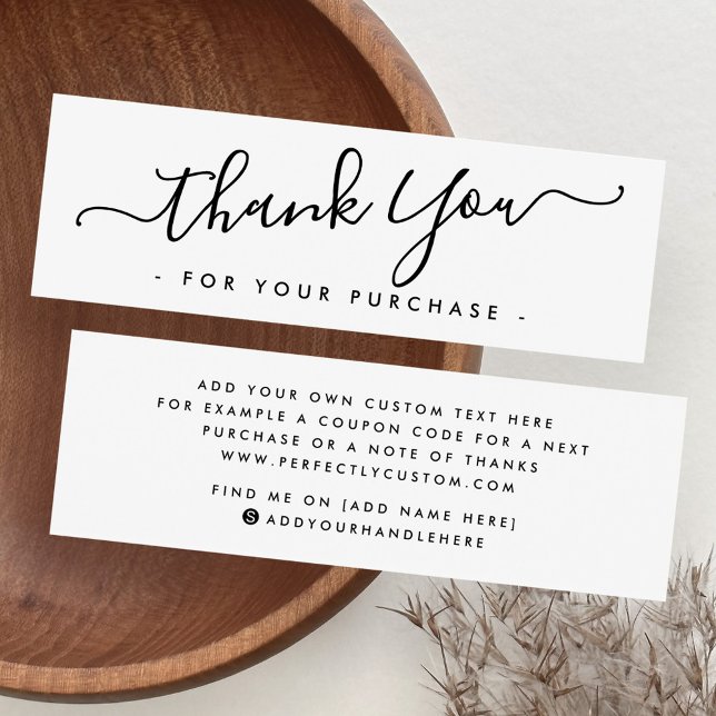 Obrigado de negócio de script elegante que você in (Elegant script business thank you insert card)