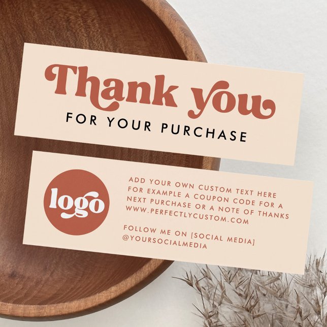 Obrigado de terracotta do logotipo retroboho inser (Retro boho logo terracotta thank you insert card)