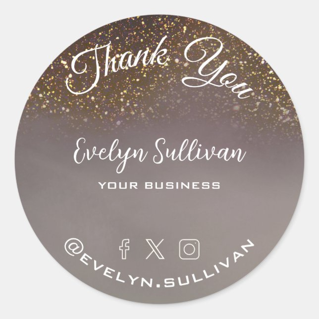 Obrigado elegante com brilho líquido, seu adesivo (Frente)