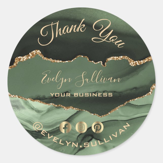 obrigado elegante de gate verde, seu adesivo (Frente)