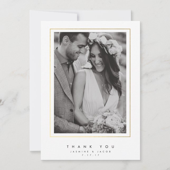 Obrigado elegante do casamento você cartão com (Frente)