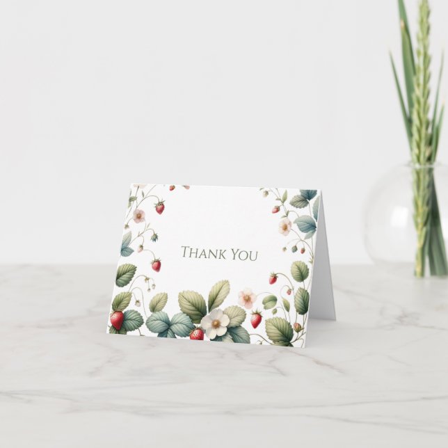 Obrigado Elegante Morango Obrigado Cartões (Frente)