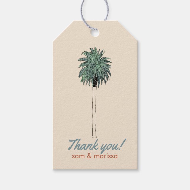 Obrigado Etiqueta com Palm Tree (Frente)