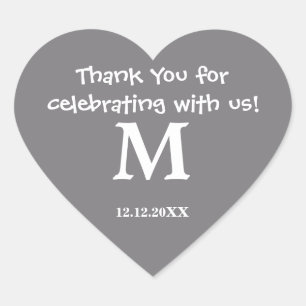 Obrigado etiqueta do monograma: Cinzento-