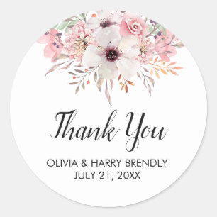 Obrigado etiquetas florais do favor do casamento