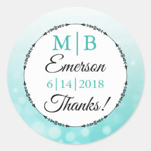 Obrigado etiquetas Wedding personalizadas cerceta