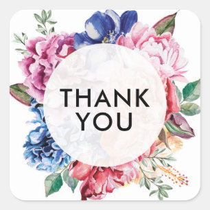 Obrigado floral brilhante seus adesivos