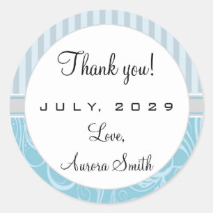 Obrigado floral das listras azuis você etiqueta