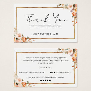 Obrigado Floral De Outono Para Sua Pequena Empresa