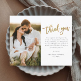 Obrigado Foto Casamento Moderno com Letra Dourada