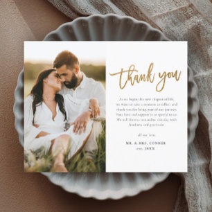 Obrigado Foto Casamento Moderno com Letra Dourada