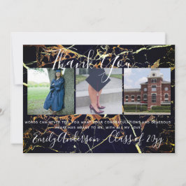 Obrigado Graduação Cartão 3 x FOTO Collage MARBLE