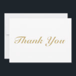 Obrigado, guião - cartão de nota elegante<br><div class="desc">Obrigado, guião com cartão de nota elegante branco-dourado. Elegante, design moderna.</div>