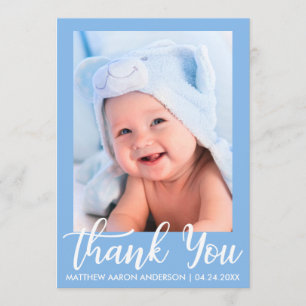 Obrigado listras novas do cartão dos azuis bebés