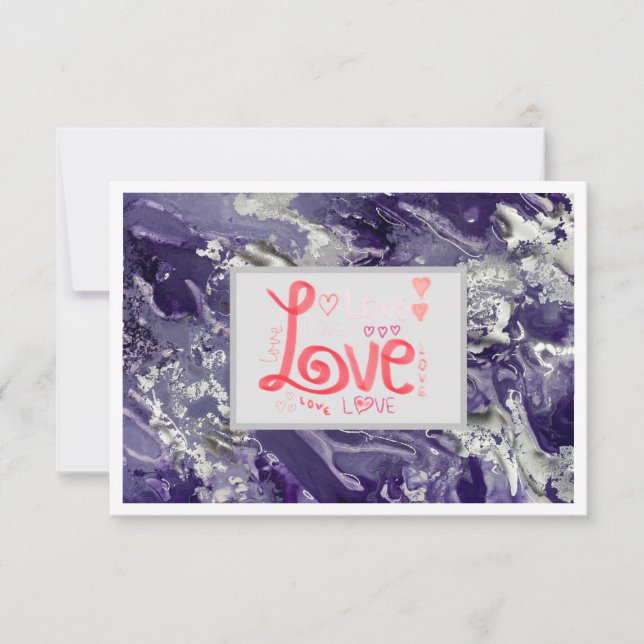 Obrigado Love Notecard 3,5" x 5" - Roxo (Frente)