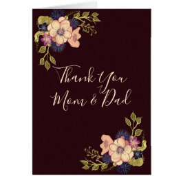 Obrigado Mãe e Pai, Cartão Floral Burgundy