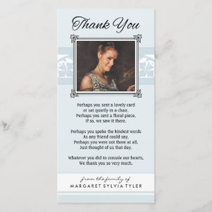 Obrigado Memorial Light Blue & White Cartão com fo