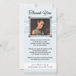 Obrigado Memorial Light Blue & White Cartão com fo