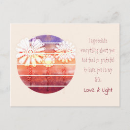 Obrigado, mensagem com flores e cartão postal