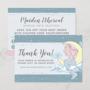 Obrigado Mermaid Moon & Stars Cartão Siren Místico
