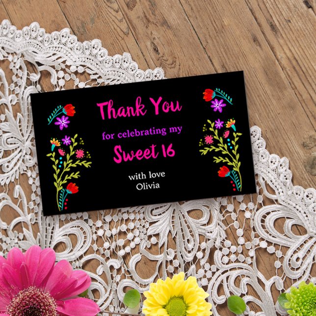 Obrigado Mexicano Fiesta Floral Sweet 16 Cartões (Thank you card from my Mexican Fiesta Floral collection. Message me to create co-ordinating items.
)